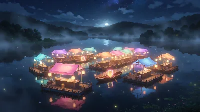 Mercado Flotante Bajo la Luna