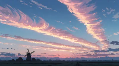 Cirrus-Stufen-Sonnenuntergang