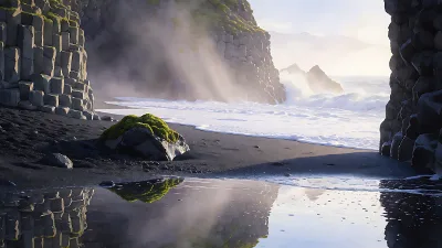 Plage volcanique noire