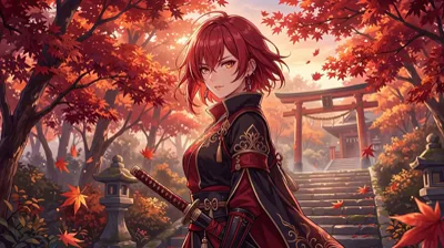 Crimson Autumn ‑ Whispers of the Falling Leaves