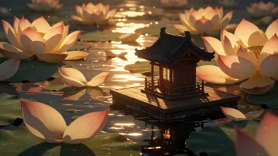 Schwebender Lotus-Schrein
