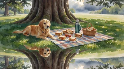 Picknick unter der Zeder