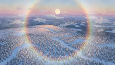 Lune d'Hiver à l'Halo de Givre