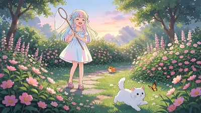 Juego en el jardín soleado