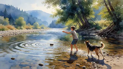 Steinchen im flachen Fluss