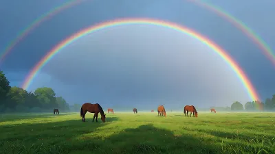 Double Arc-en-ciel dans la Prairie