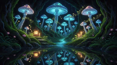 Forêt de Champignons Lumineux