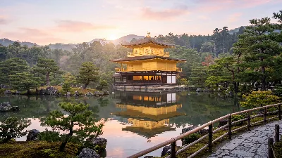 Golden Dawn over Kinkaku-ji Temple