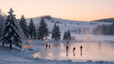 Eislaufsee am frischen Morgen