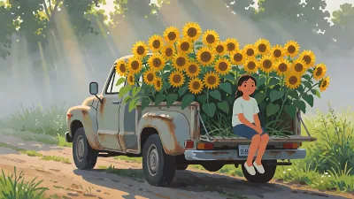 Sonnenblumen-Pickup im Spätsommer