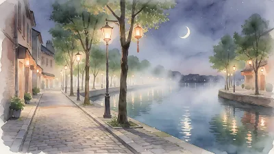 Mondlicht: Uferpromenade