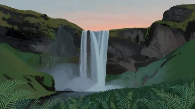 Hochland-Wasserfall unter dem Vollmond